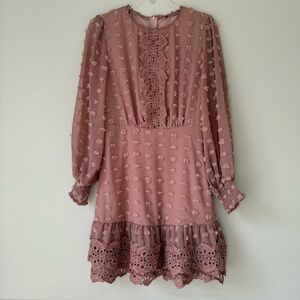 Textured Mauve Pink Dress Sz L‎